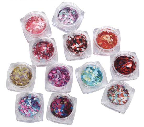 Mixed Color Heart Shape Nail Sequins Glitter Nail Art Decoration