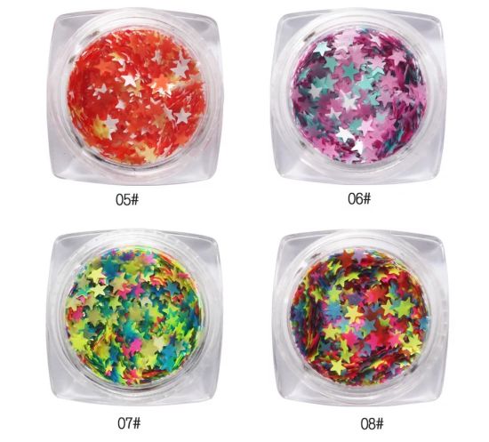 Mixed Colors Star Heart Shape Glitter for Nail Tips Decoration